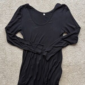 Black Flowy Long Sleeve Maxi Dress